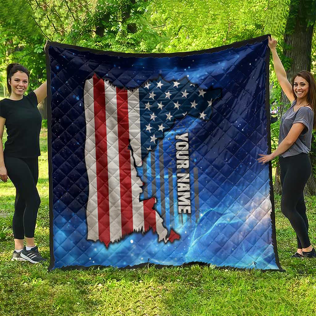 Custom American Flag Universe Patriotic Quilt Blue Galaxy Sky Graphic Design - Wonder Print Shop