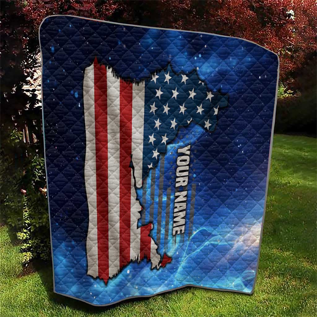 Custom American Flag Universe Patriotic Quilt Blue Galaxy Sky Graphic Design - Wonder Print Shop
