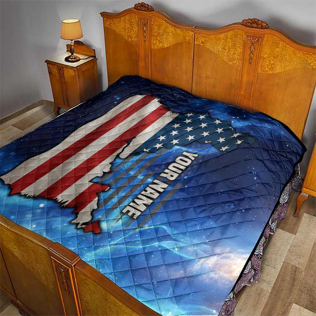 Custom American Flag Universe Patriotic Quilt Blue Galaxy Sky Graphic Design - Wonder Print Shop