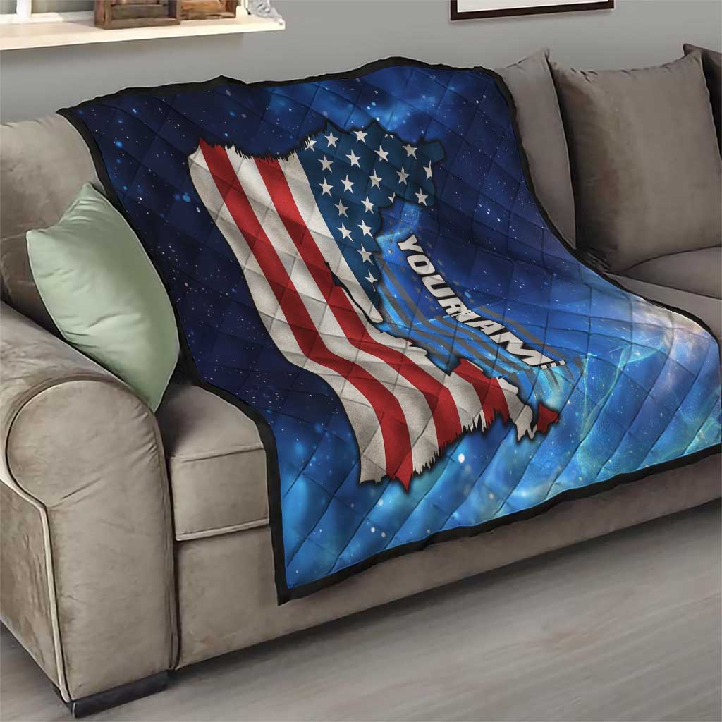 Custom American Flag Universe Patriotic Quilt Blue Galaxy Sky Graphic Design - Wonder Print Shop