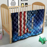 Custom American Flag Universe Patriotic Quilt Blue Galaxy Sky Graphic Design - Wonder Print Shop