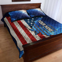 Custom American Flag Universe Patriotic Quilt Bed Set Blue Galaxy Sky Graphic Design - Wonder Print Shop