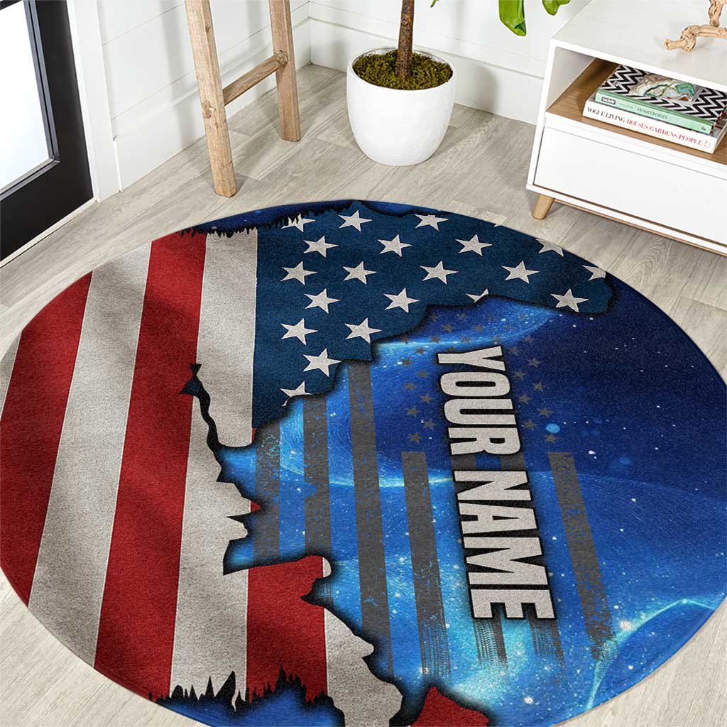 Custom American Flag Universe Patriotic Round Carpet Blue Galaxy Sky Graphic Design - Wonder Print Shop