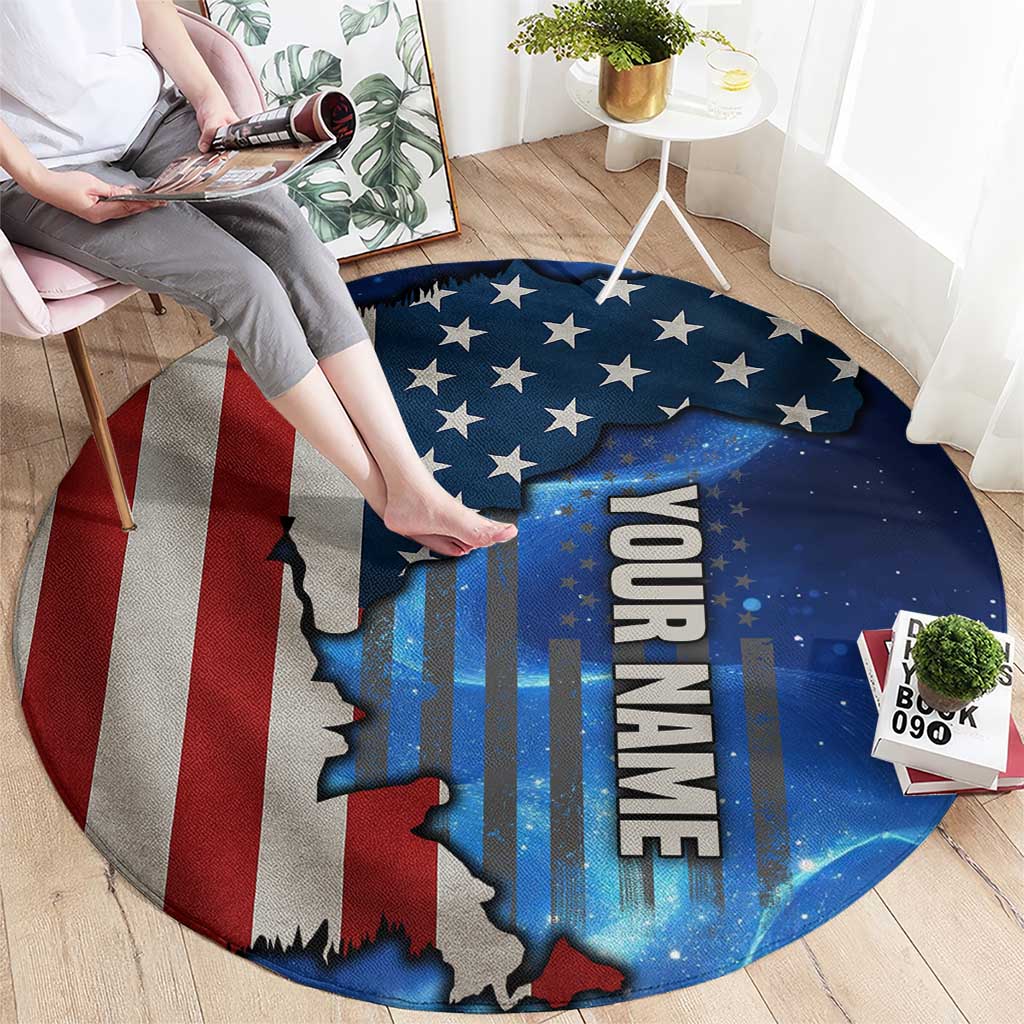 Custom American Flag Universe Patriotic Round Carpet Blue Galaxy Sky Graphic Design - Wonder Print Shop