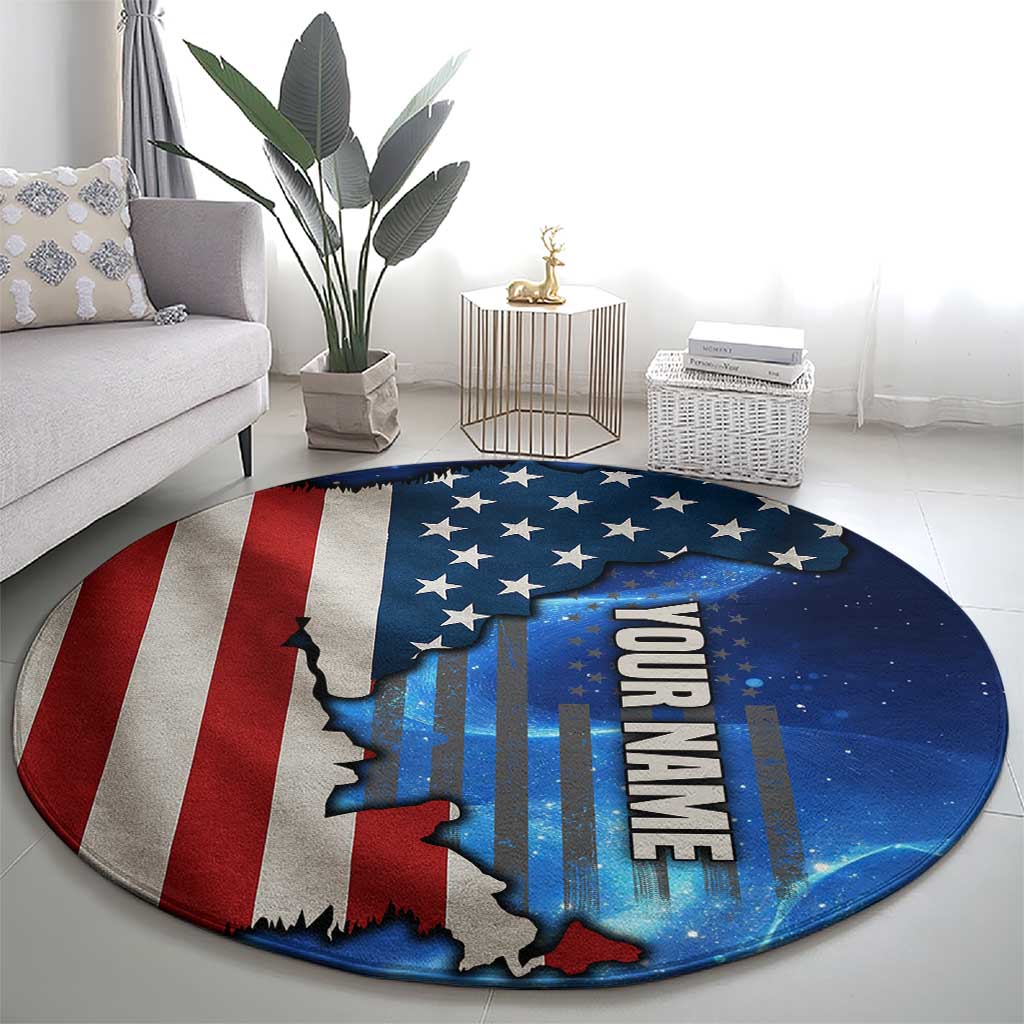 Custom American Flag Universe Patriotic Round Carpet Blue Galaxy Sky Graphic Design - Wonder Print Shop
