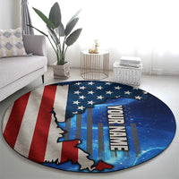 Custom American Flag Universe Patriotic Round Carpet Blue Galaxy Sky Graphic Design - Wonder Print Shop