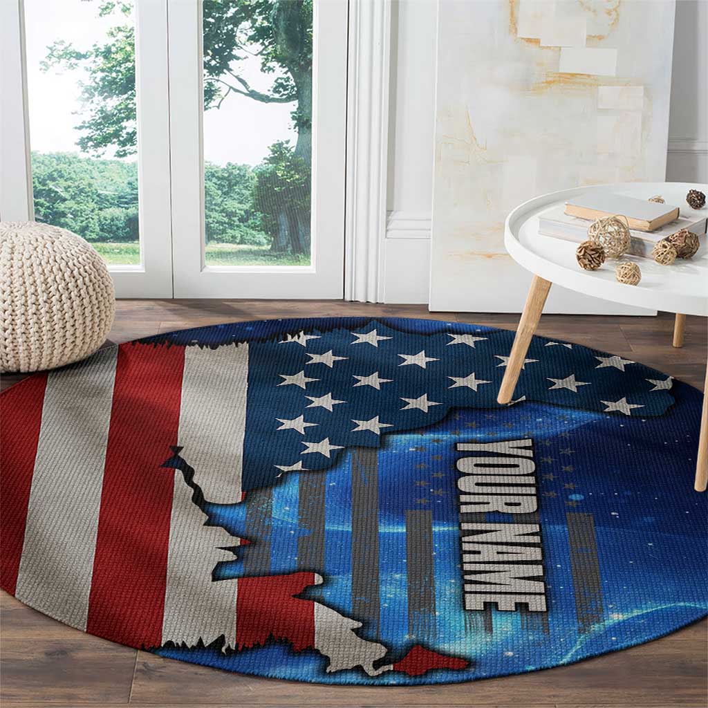 Custom American Flag Universe Patriotic Round Carpet Blue Galaxy Sky Graphic Design - Wonder Print Shop