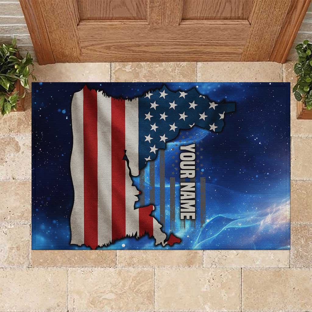 Custom American Flag Universe Patriotic Rubber Doormat Blue Galaxy Sky Graphic Design - Wonder Print Shop