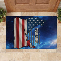 Custom American Flag Universe Patriotic Rubber Doormat Blue Galaxy Sky Graphic Design - Wonder Print Shop