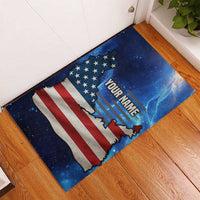 Custom American Flag Universe Patriotic Rubber Doormat Blue Galaxy Sky Graphic Design - Wonder Print Shop
