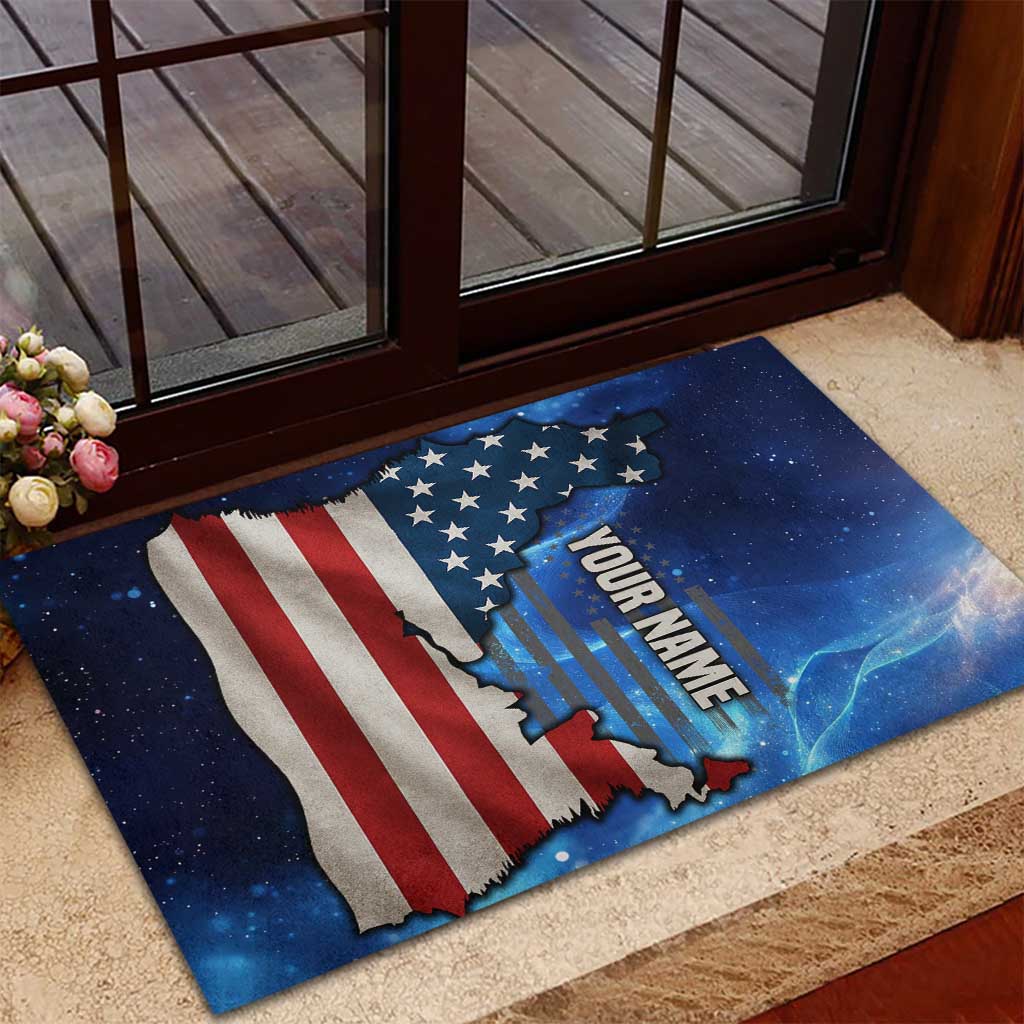 Custom American Flag Universe Patriotic Rubber Doormat Blue Galaxy Sky Graphic Design - Wonder Print Shop