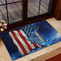 Custom American Flag Universe Patriotic Rubber Doormat Blue Galaxy Sky Graphic Design - Wonder Print Shop