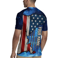 Custom American Flag Universe Patriotic Rugby Jersey Blue Galaxy Sky Graphic Design - Wonder Print Shop