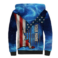 Custom American Flag Universe Patriotic Sherpa Hoodie Blue Galaxy Sky Graphic Design - Wonder Print Shop