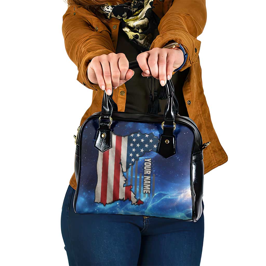 Custom American Flag Universe Patriotic Shoulder Handbag Blue Galaxy Sky Graphic Design - Wonder Print Shop
