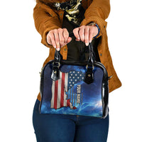 Custom American Flag Universe Patriotic Shoulder Handbag Blue Galaxy Sky Graphic Design - Wonder Print Shop
