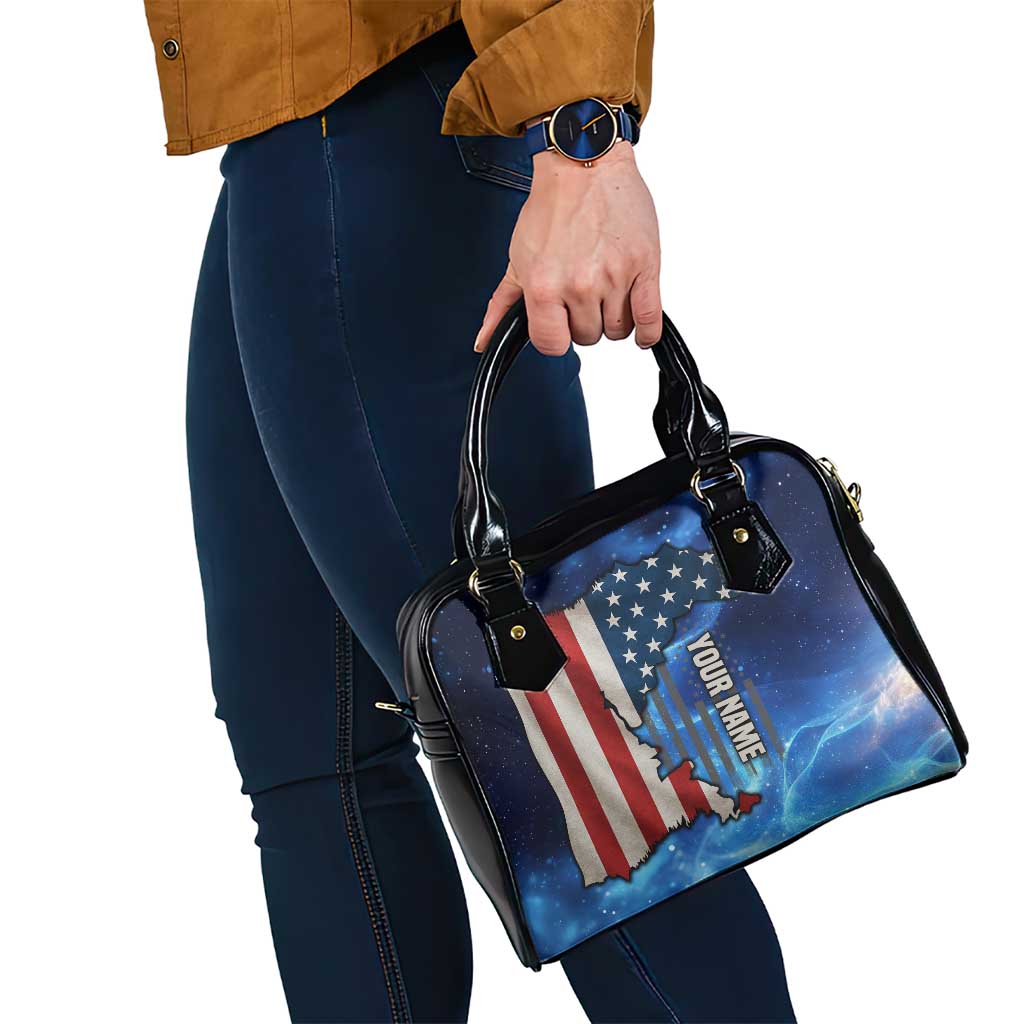 Custom American Flag Universe Patriotic Shoulder Handbag Blue Galaxy Sky Graphic Design - Wonder Print Shop