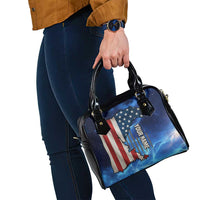 Custom American Flag Universe Patriotic Shoulder Handbag Blue Galaxy Sky Graphic Design - Wonder Print Shop