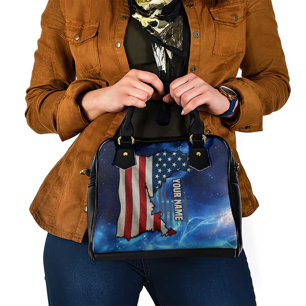 Custom American Flag Universe Patriotic Shoulder Handbag Blue Galaxy Sky Graphic Design - Wonder Print Shop