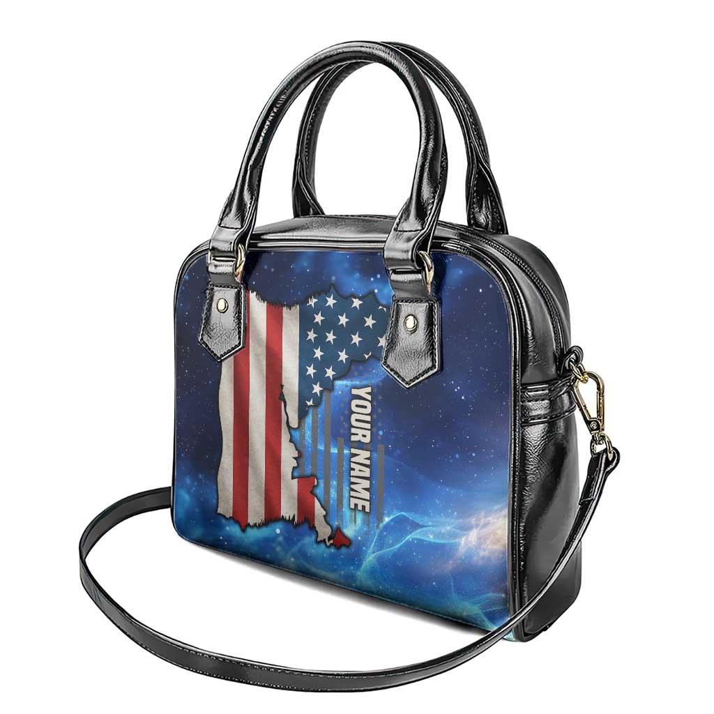 Custom American Flag Universe Patriotic Shoulder Handbag Blue Galaxy Sky Graphic Design - Wonder Print Shop