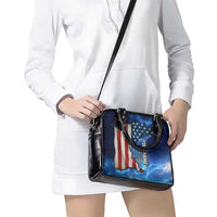 Custom American Flag Universe Patriotic Shoulder Handbag Blue Galaxy Sky Graphic Design - Wonder Print Shop
