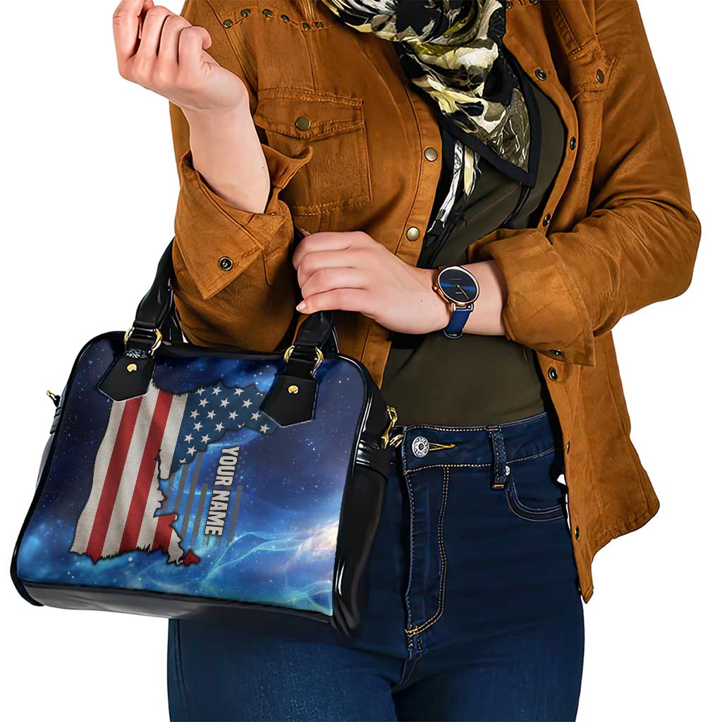 Custom American Flag Universe Patriotic Shoulder Handbag Blue Galaxy Sky Graphic Design - Wonder Print Shop