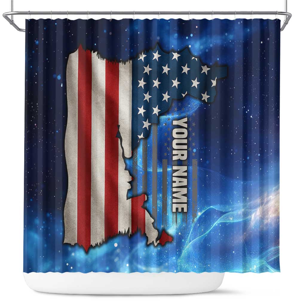 Custom American Flag Universe Patriotic Shower Curtain Blue Galaxy Sky Graphic Design - Wonder Print Shop