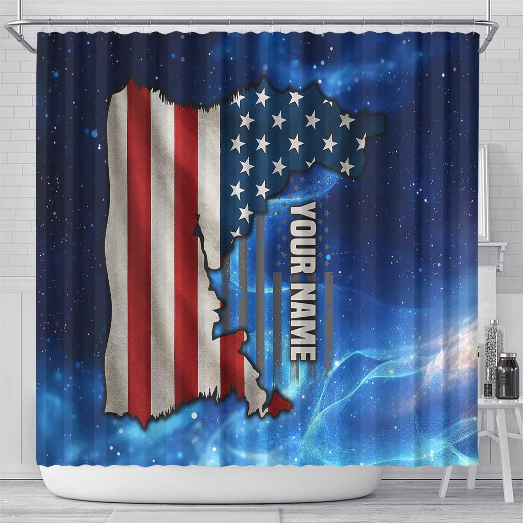 Custom American Flag Universe Patriotic Shower Curtain Blue Galaxy Sky Graphic Design - Wonder Print Shop