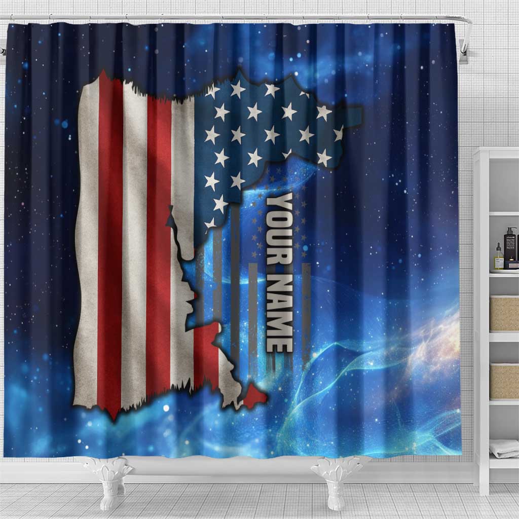 Custom American Flag Universe Patriotic Shower Curtain Blue Galaxy Sky Graphic Design - Wonder Print Shop