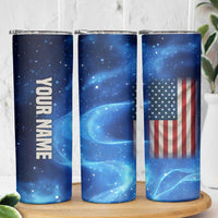 Custom American Flag Universe Patriotic Skinny Tumbler Blue Galaxy Sky Graphic Design - Wonder Print Shop