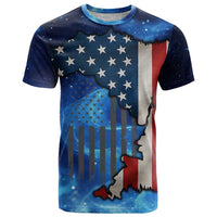 Custom American Flag Universe Patriotic T Shirt Blue Galaxy Sky Graphic Design - Wonder Print Shop