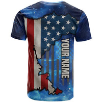 Custom American Flag Universe Patriotic T Shirt Blue Galaxy Sky Graphic Design - Wonder Print Shop
