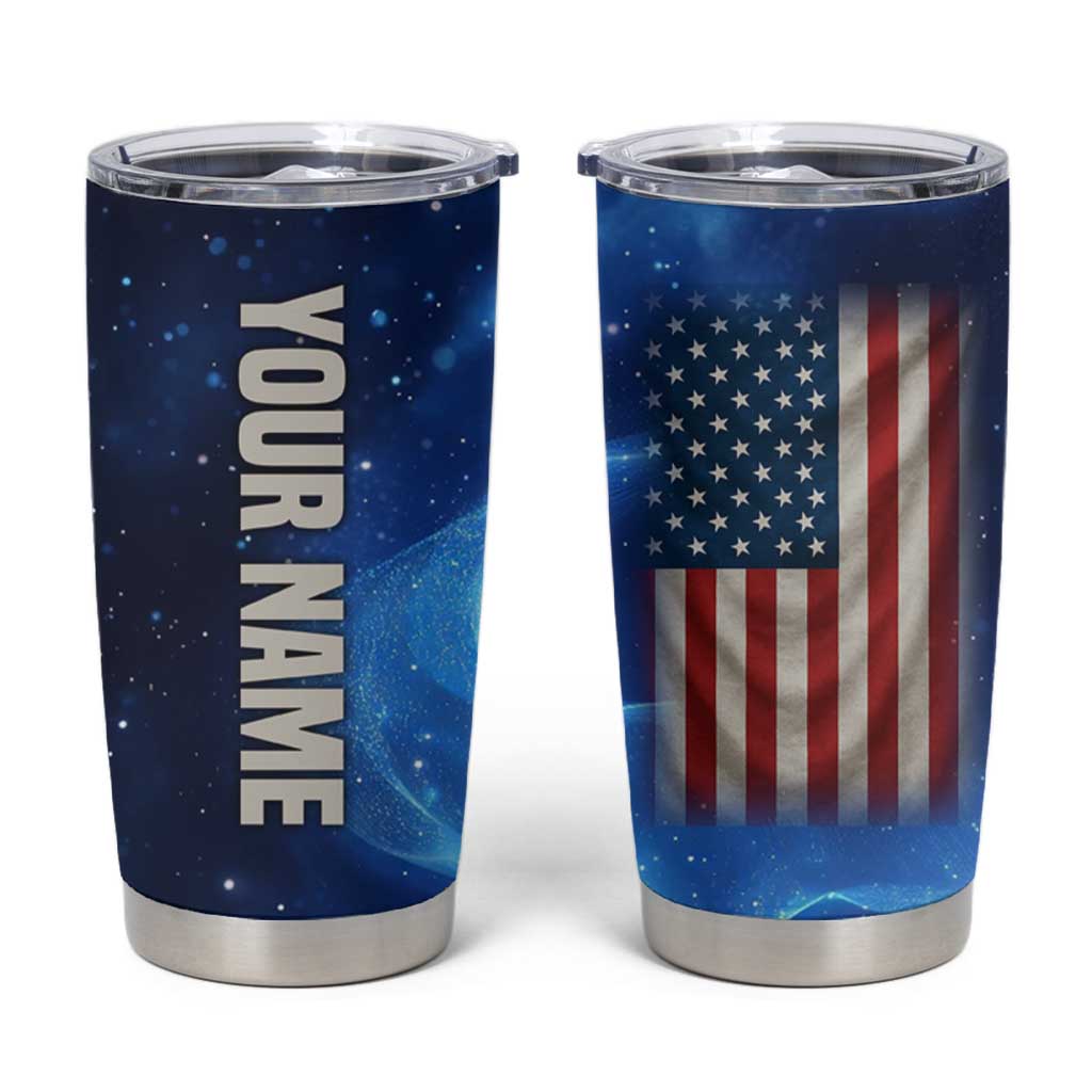 Custom American Flag Universe Patriotic Tumbler Cup Blue Galaxy Sky Graphic Design - Wonder Print Shop