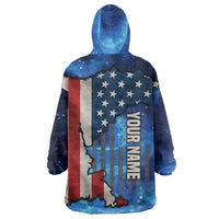 Custom American Flag Universe Patriotic Wearable Blanket Hoodie Blue Galaxy Sky Graphic Design - Wonder Print Shop