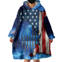 Custom American Flag Universe Patriotic Wearable Blanket Hoodie Blue Galaxy Sky Graphic Design - Wonder Print Shop