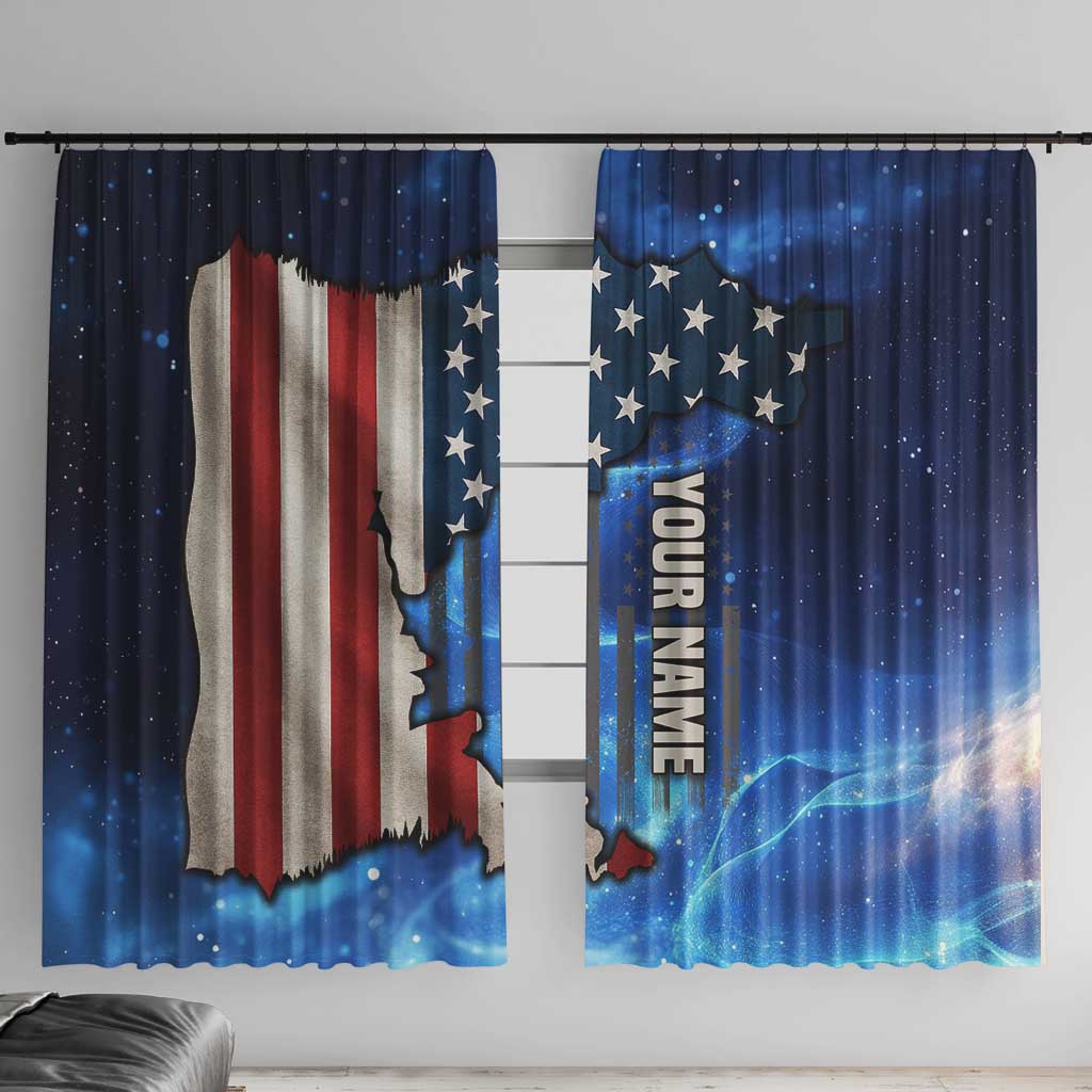 Custom American Flag Universe Patriotic Window Curtain Blue Galaxy Sky Graphic Design - Wonder Print Shop