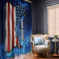 Custom American Flag Universe Patriotic Window Curtain Blue Galaxy Sky Graphic Design - Wonder Print Shop