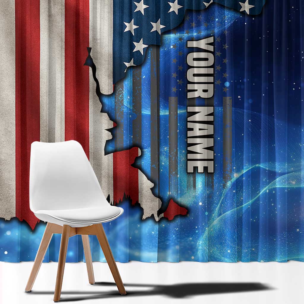 Custom American Flag Universe Patriotic Window Curtain Blue Galaxy Sky Graphic Design - Wonder Print Shop