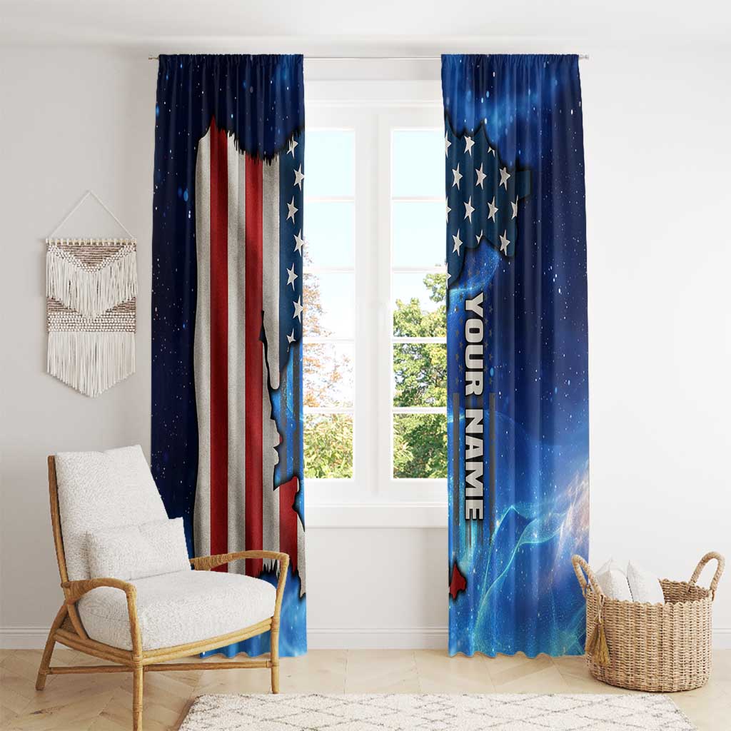Custom American Flag Universe Patriotic Window Curtain Blue Galaxy Sky Graphic Design - Wonder Print Shop
