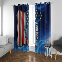 Custom American Flag Universe Patriotic Window Curtain Blue Galaxy Sky Graphic Design - Wonder Print Shop