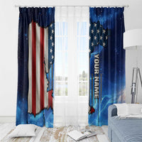 Custom American Flag Universe Patriotic Window Curtain Blue Galaxy Sky Graphic Design - Wonder Print Shop