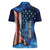 Custom American Flag Universe Patriotic Women Polo Shirt Blue Galaxy Sky Graphic Design - Wonder Print Shop
