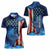 Custom American Flag Universe Patriotic Women Polo Shirt Blue Galaxy Sky Graphic Design - Wonder Print Shop