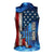 Custom American Flag Universe Patriotic Women Sleeveless Polo Shirt Blue Galaxy Sky Graphic Design - Wonder Print Shop