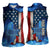 Custom American Flag Universe Patriotic Women Sleeveless Polo Shirt Blue Galaxy Sky Graphic Design - Wonder Print Shop