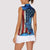Custom American Flag Universe Patriotic Women Sleeveless Polo Shirt Blue Galaxy Sky Graphic Design - Wonder Print Shop