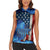 Custom American Flag Universe Patriotic Women Sleeveless Polo Shirt Blue Galaxy Sky Graphic Design - Wonder Print Shop