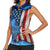 Custom American Flag Universe Patriotic Women Sleeveless Polo Shirt Blue Galaxy Sky Graphic Design - Wonder Print Shop