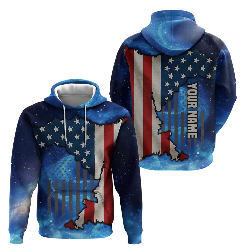 Custom American Flag Universe Patriotic Zip Hoodie Blue Galaxy Sky Graphic Design - Wonder Print Shop