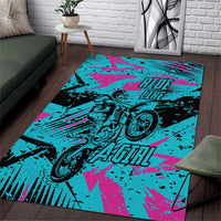 Personalized Ride Like a Girl Area Rug Motocross Graphic and Turquoise Pink Graffiti Design - Wonder Print Shop
